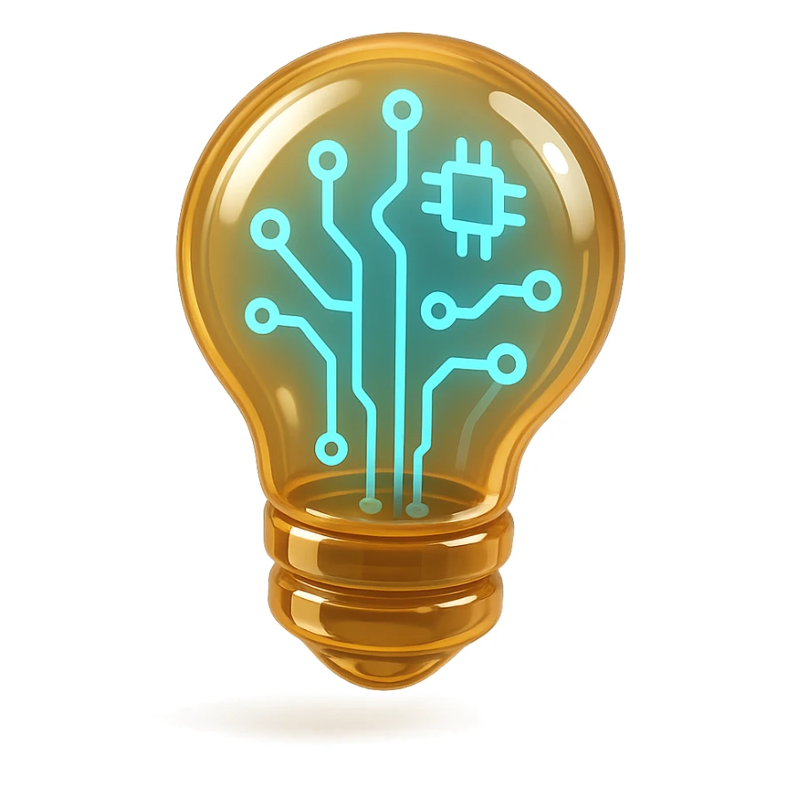 lightbulb icon with glossy circuit style sticker