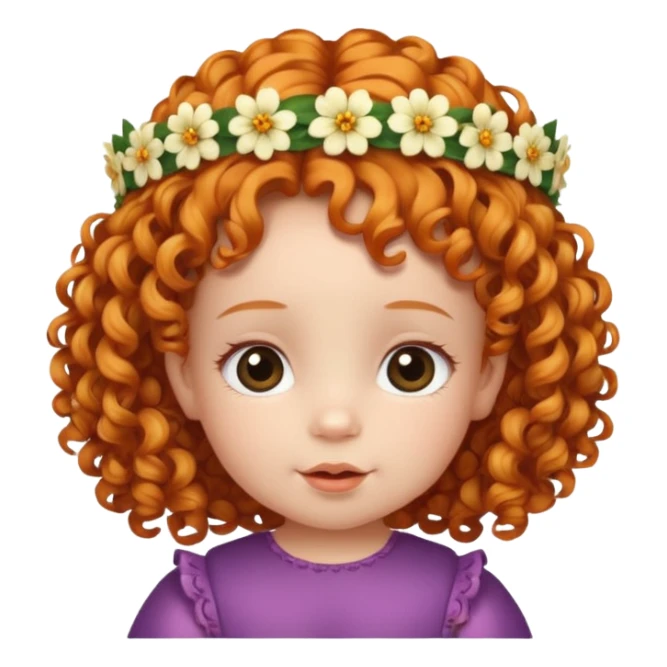 baby with flower tiara ginger curly hair sticker