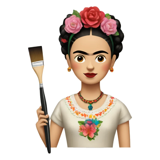 body frida kahlo kid with paintbrush sticker