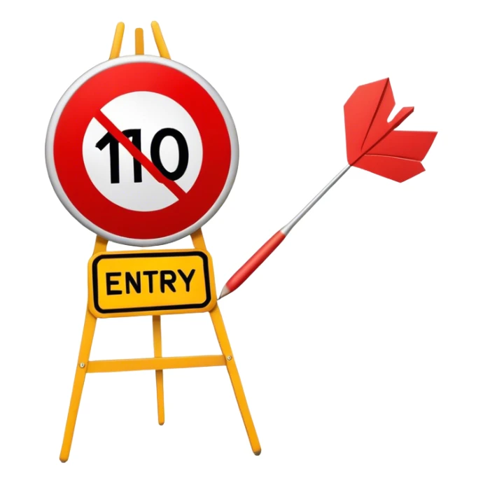 Ein Durchfahrt verboten schild in dem eine 180 steht und dartpfeile drin stec sticker