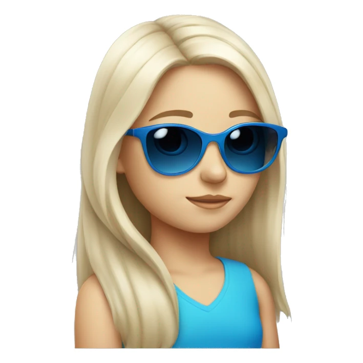 Little white girl with blue sunglasses sticker