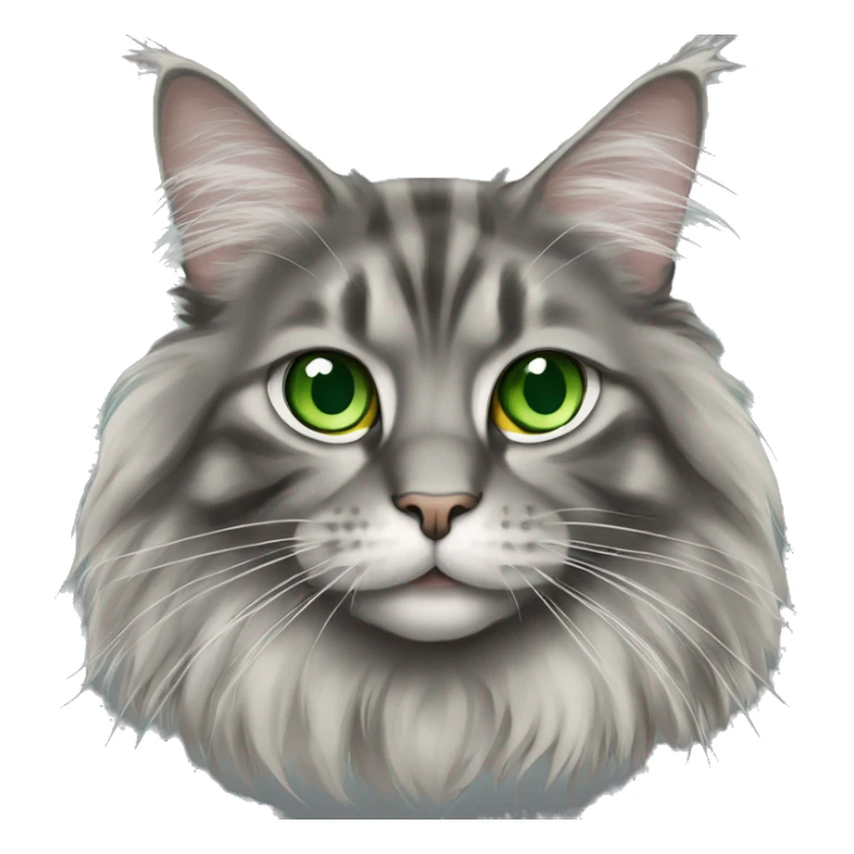 Grey tigered Maine coon cat with green eyes sticker