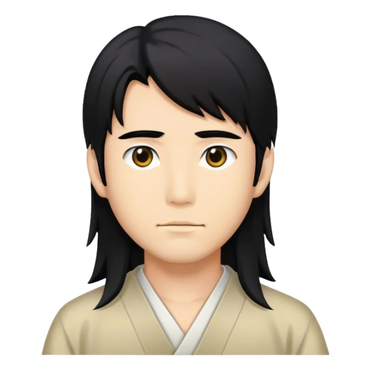 Long hair Japanese man with black hair sticker