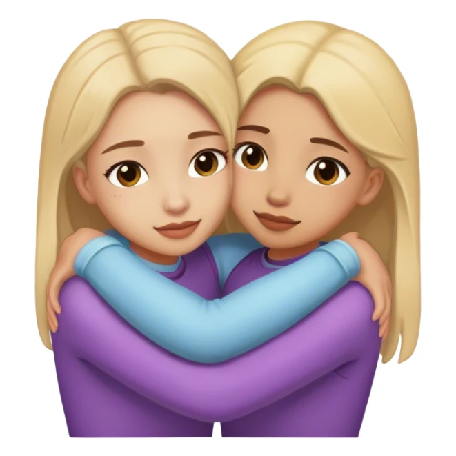 girl hug another girl behind sticker