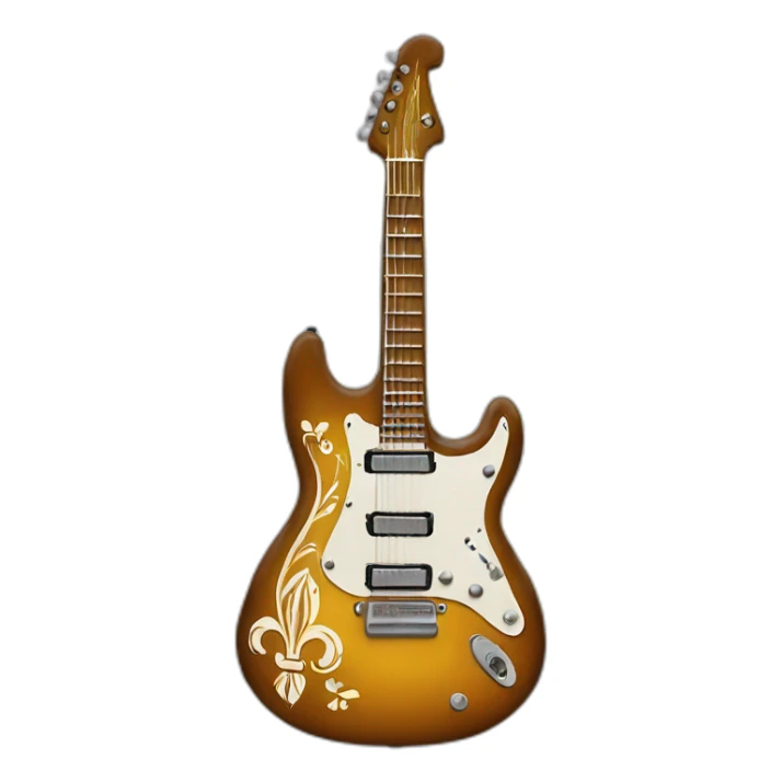 Electric guitar in the shape of a fleur-de-lis sticker