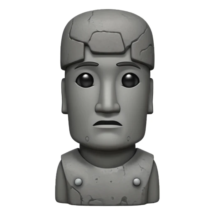Moai statue emoji with features and hairstyle inspired by Seong Gi-hun from Squid Game, classic emoji style sticker