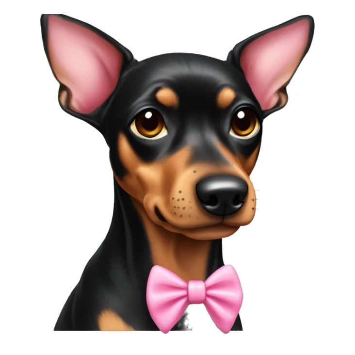 black tan pinscher big ears pink bow sticker