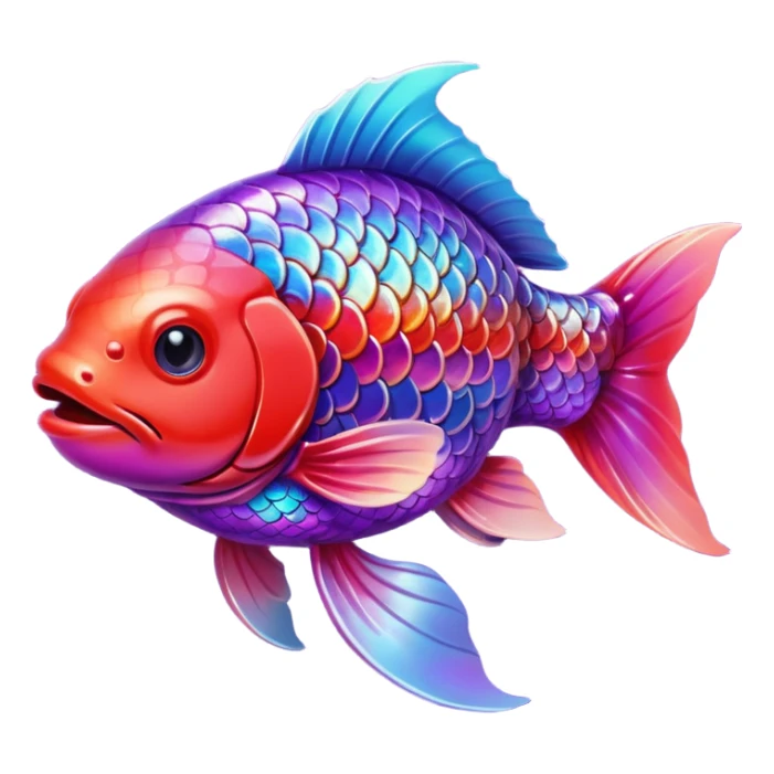 color gradient between red and purple glitter cute happy carp sticker