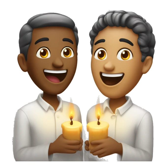 two people laughing with shabbat shalom candles sticker