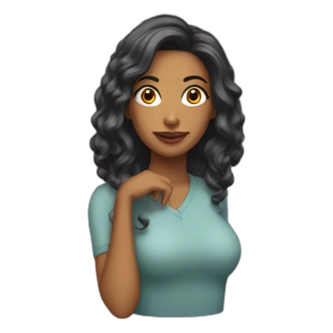 Uma linda mulher colocando uma peruca sticker