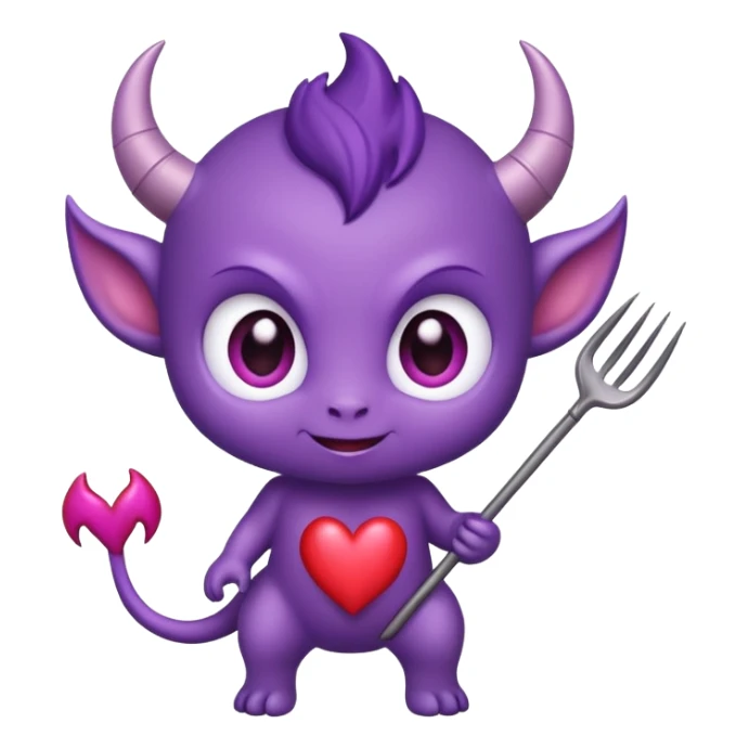 adorable baby demon with a tiny pitchfork and heart-shaped tail sticker