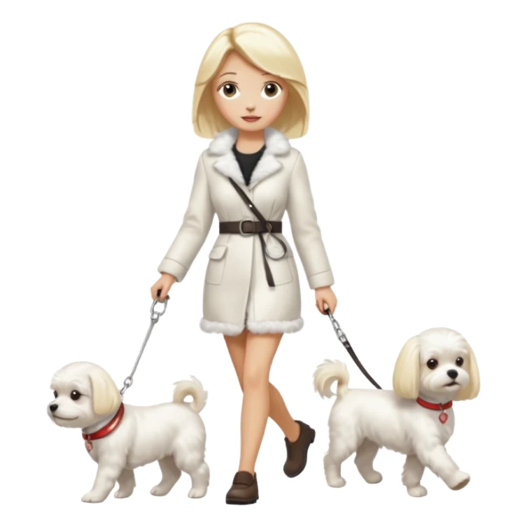 blonde woman walking Maltese dog sticker