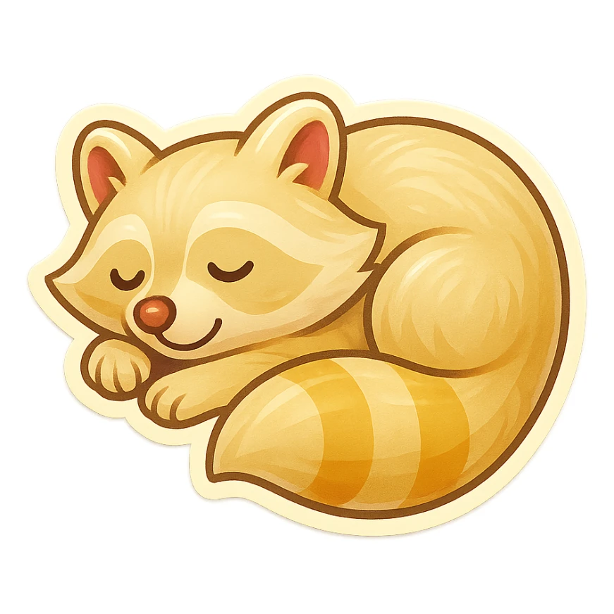 Very Light Blonde raccoon sleeping 2d digital art semi realistic original character reference  sticker
