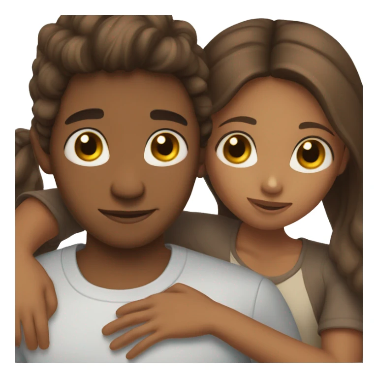 Brown girl and brown boy hugging sticker