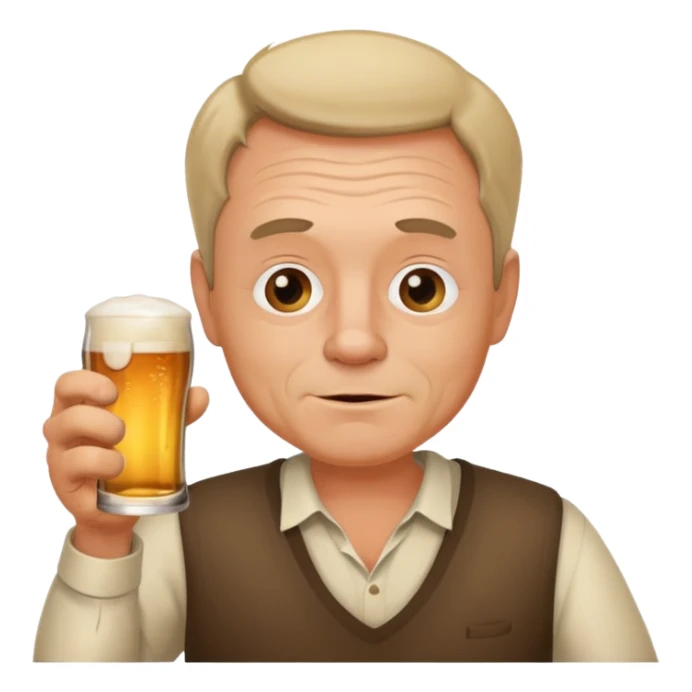 drunk middle man with a glass of beer sticker