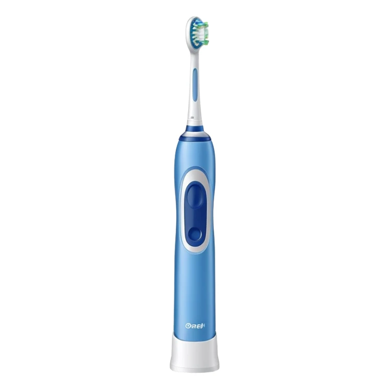 Oral-B electric toothbrush blue and white sticker