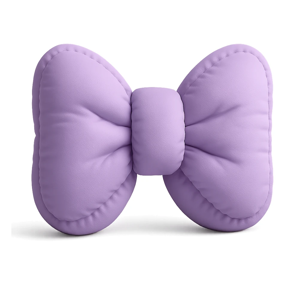 puffy lavender bow with stitched edges cushion style sticker