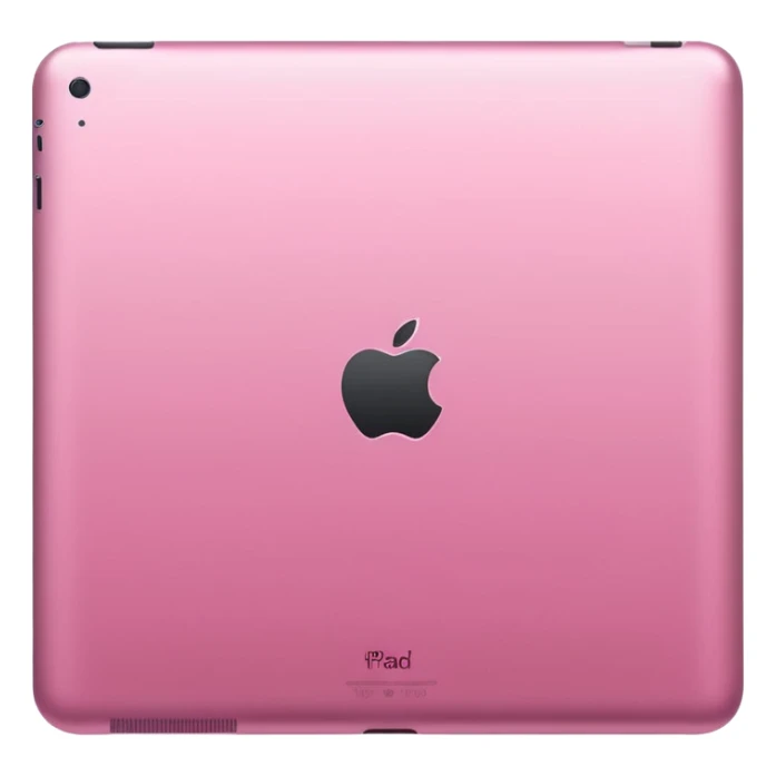  pink iPad (Apple tablet) with sleek metallic finish, minimal and modern design, soft reflections, isolated on transparent background, realistic style" sticker