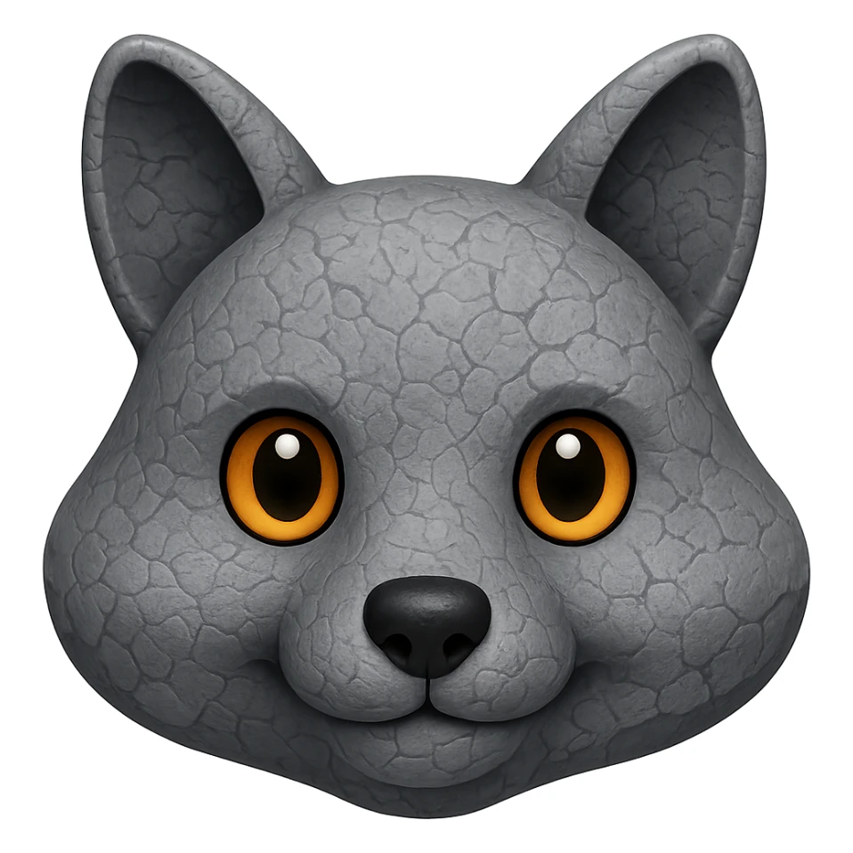 A stone that looks like a fox, emoji style sticker