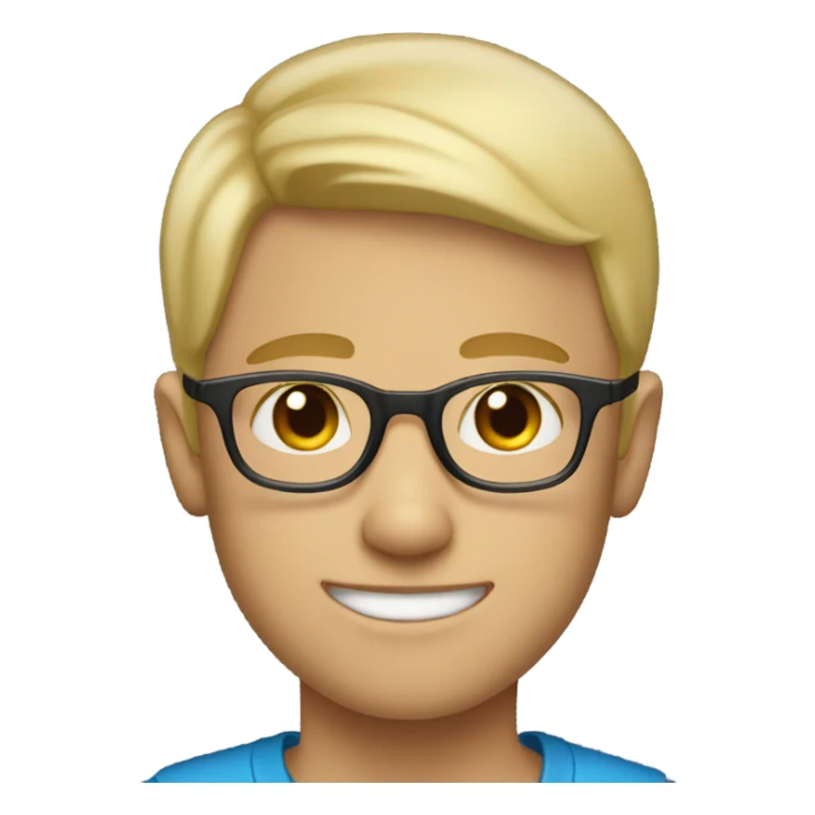 blonde short hair boy with glasses blue ey sticker