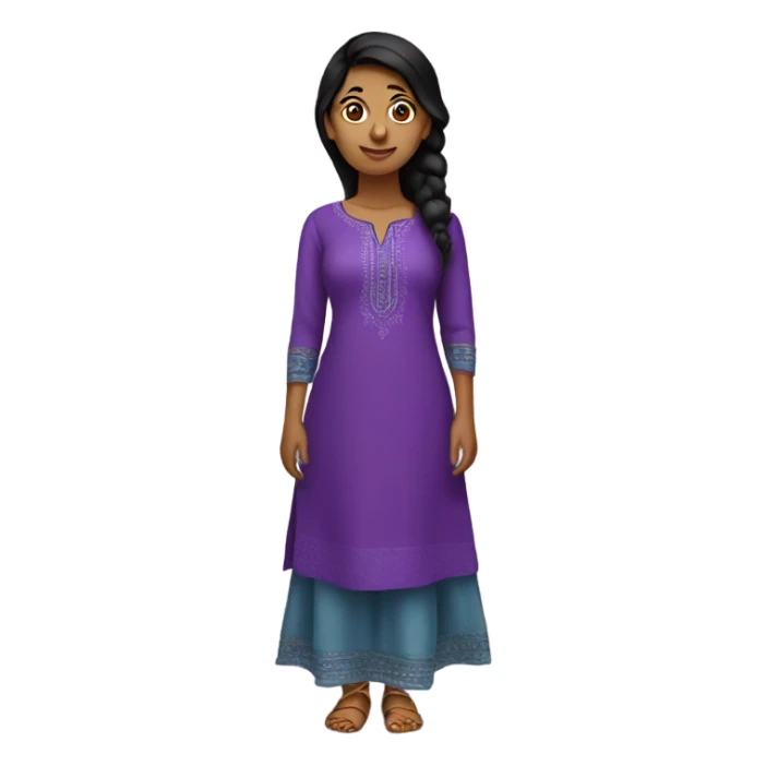 indian girl wearing full sleeve purple kurti  sticker
