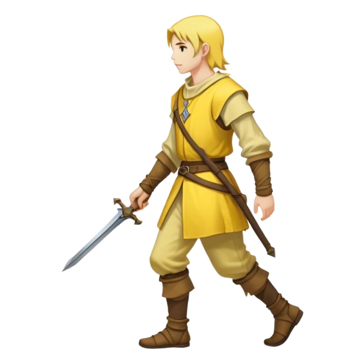 fantasy rpg medieval yellow person walking sideview sticker