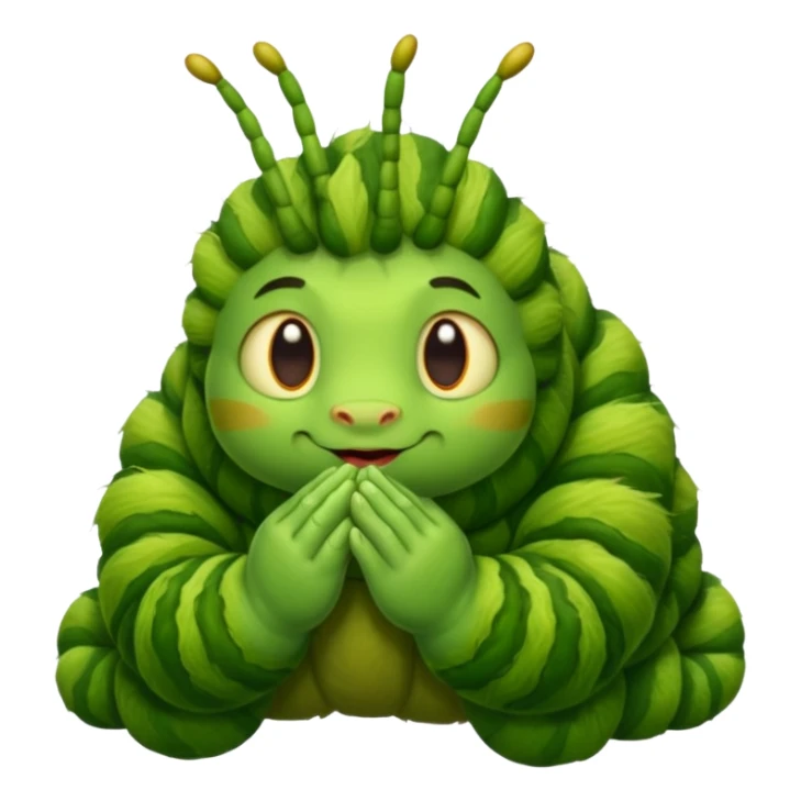 catepillar with praying hands sticker