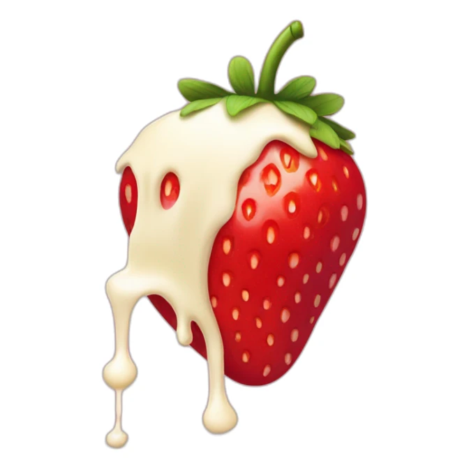 big strawberry falling in cream sticker