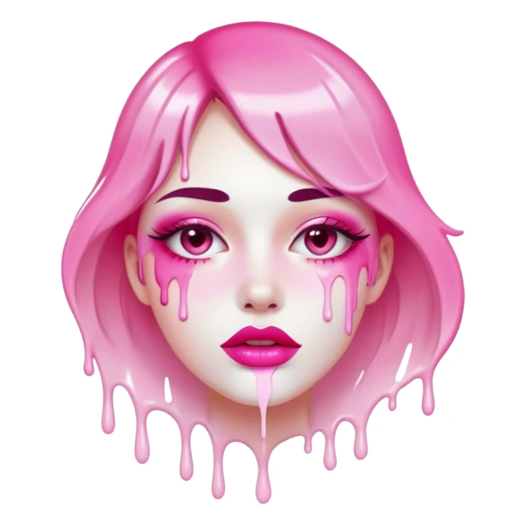 White paint dripping from pink ombre glossy lips sticker