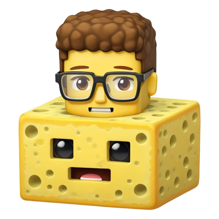 sponge with buck teeth and glasses wearing a Minecraft shirt sticker