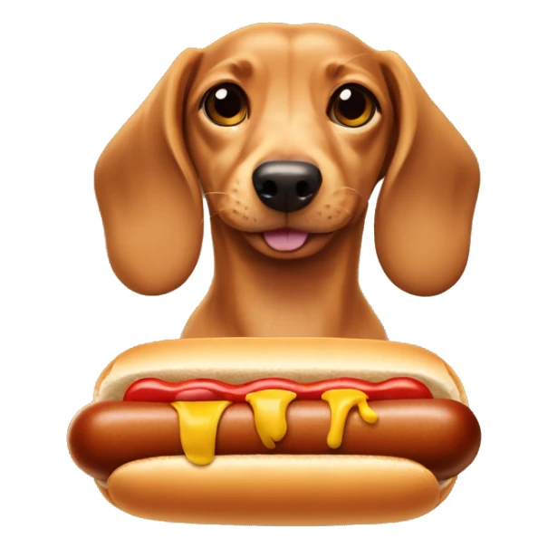 Dachshund puppy with a hot dog sticker