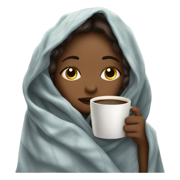 girl inside a blanket sipping coffee eyes closed sticker