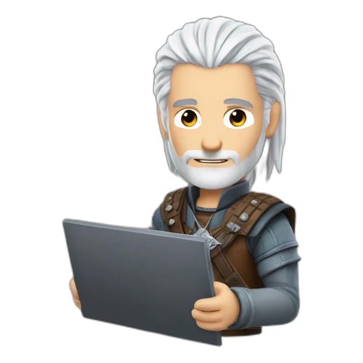 geralt of rivia holding a pc keyboard sticker