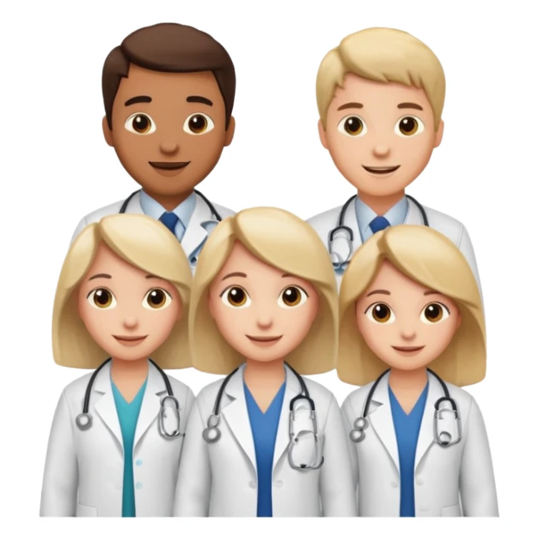3 girls and one boy all doctors in white coats  sticker