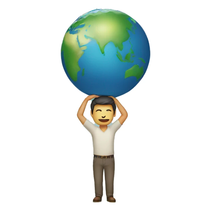 a man holding the earth above his head sticker