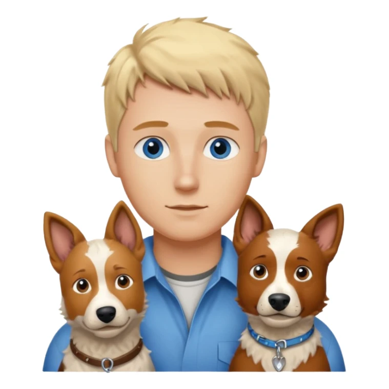Blonde hair blue eye man with cattle dog sticker
