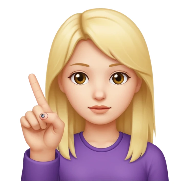 Girl holding up a middle finger sticker