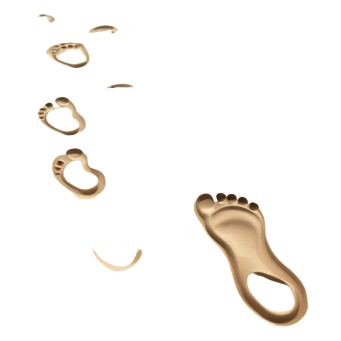 inner child footsteps on sand with other bigger footsteps beside sticker