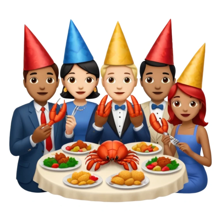 Too many people eating lobster at a family party sticker