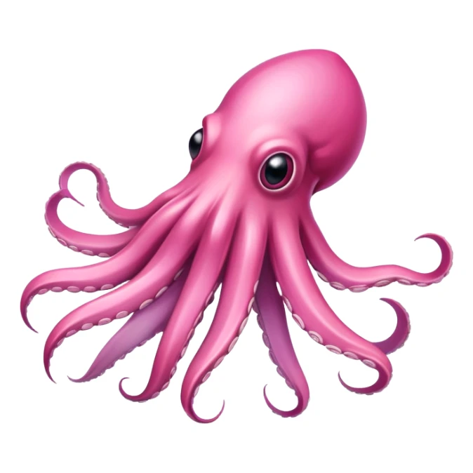 Squid zooms through the ocean, using ink to escape danger and outsmart its foes Pink Color sticker