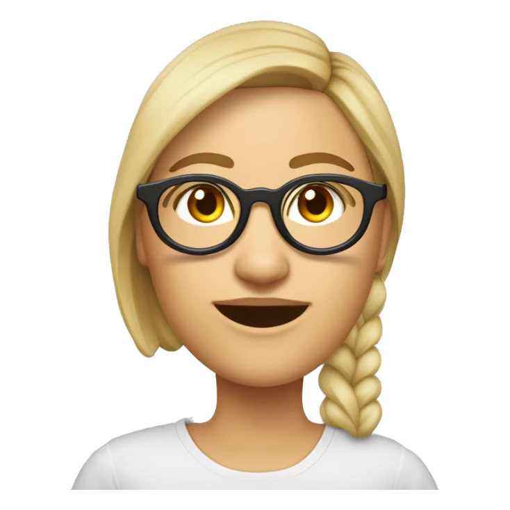 vrouwlijke persoon, zwarte ronde bril, halflang assymetisch haar 1.60 groot sticker