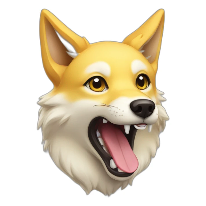 yellow fox dog hybrid open mouth sticker