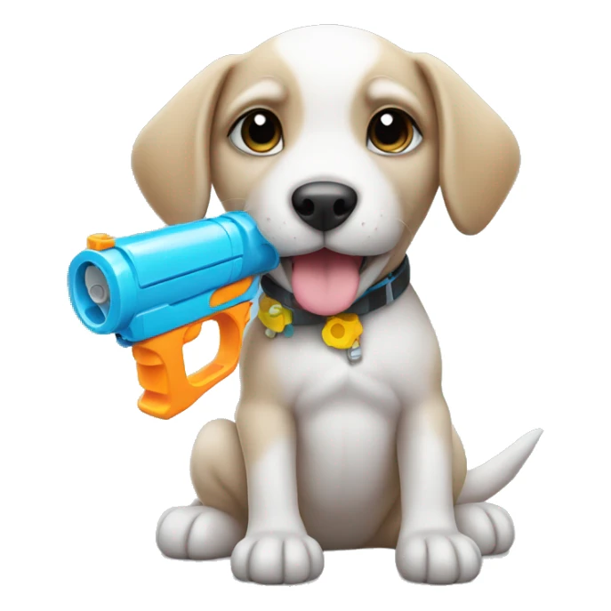 puppy with water gun sticker