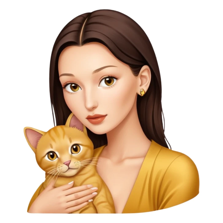 Bella Hadid with one baby golden cat  sticker
