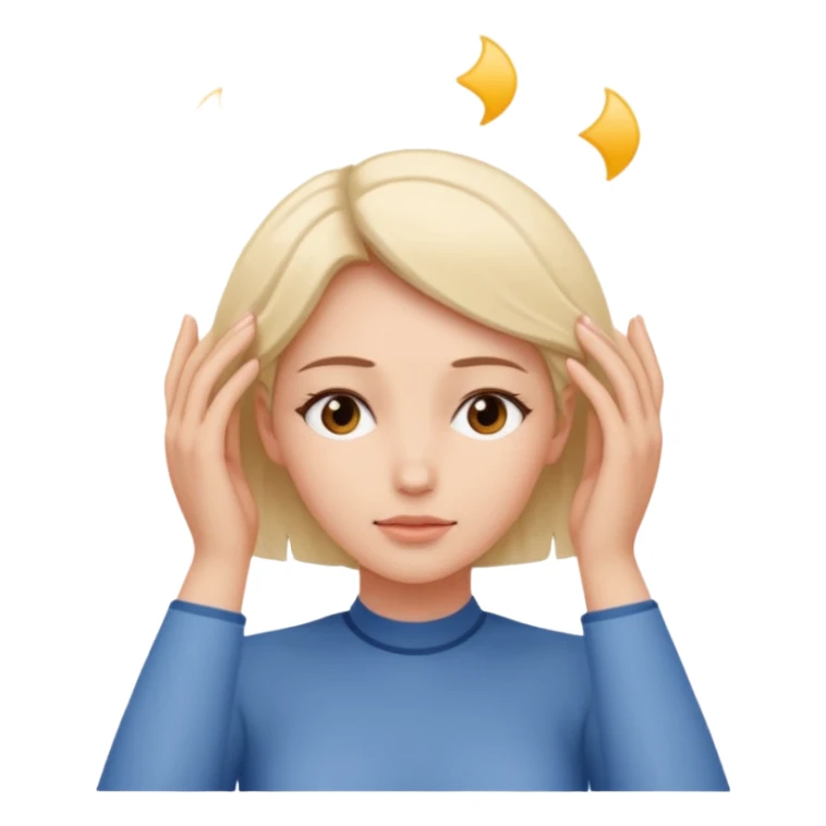woman touching her own head with both hands expanding mind sticker