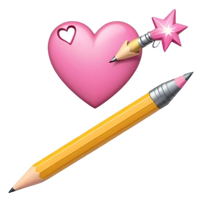 pink heart shooting star effect on end of a sticker