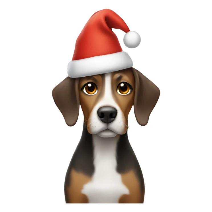 Dog wearing a christmas hat  sticker