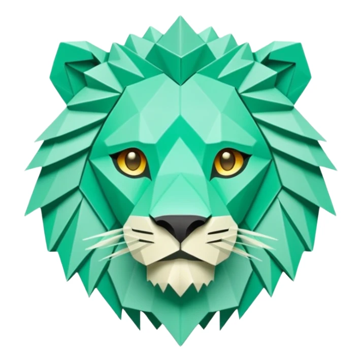 origami lion in color green mint rgb(168, 251, 211) sticker