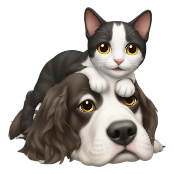 cat on top of a dog sticker