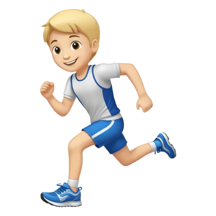 the boy wears his running shoes and he likes to run in a race sticker